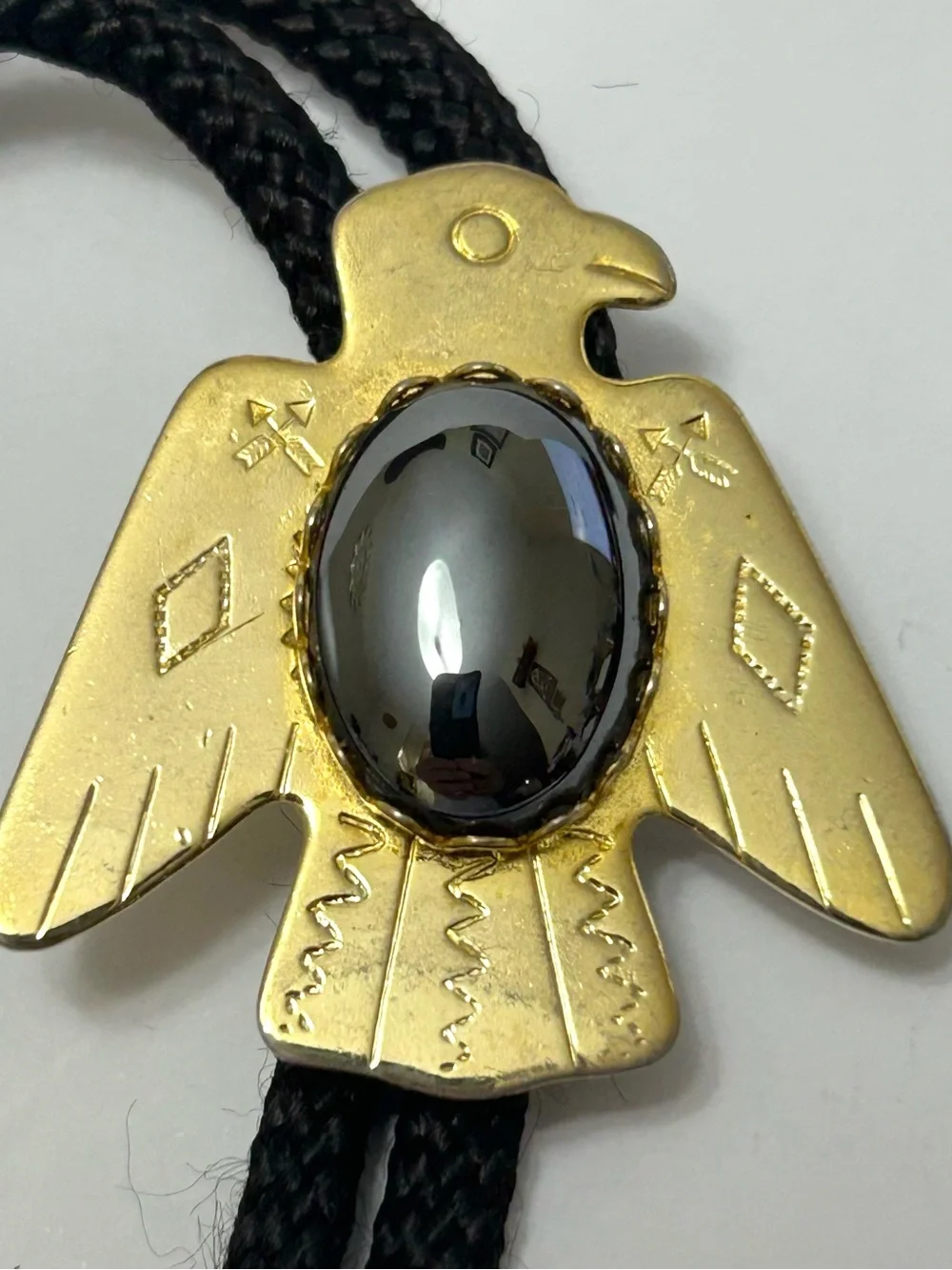 Lot of 2 Western Bolo Tie Eagle with Blue and Red Inlay & Thunderbird